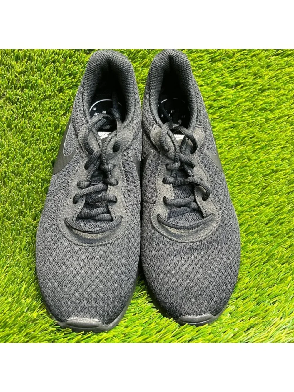 Nike Tanjun Womens Size 7.5 Triple Black Athletic Running Walking Shoes Sneakers